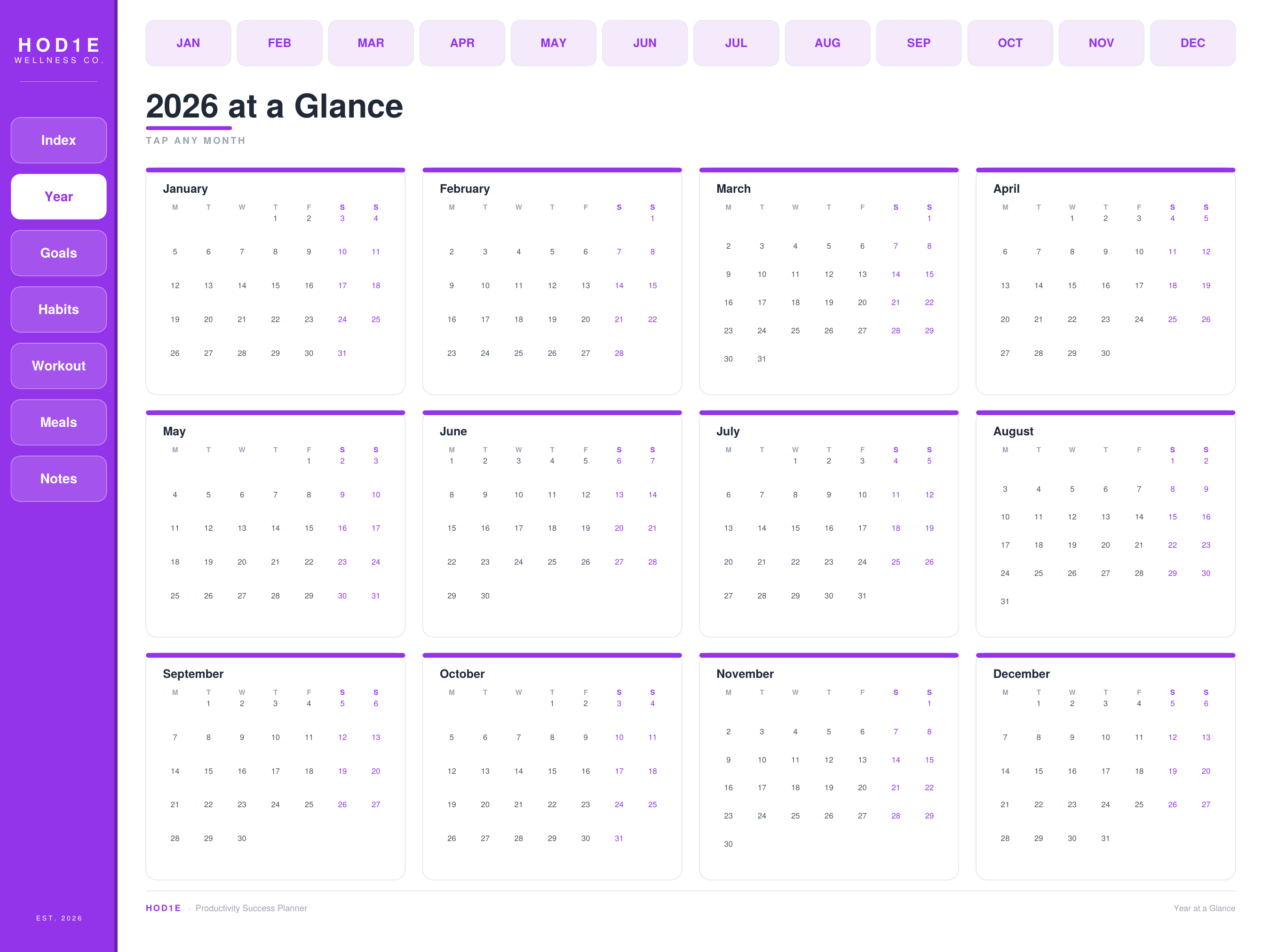 Productivity Success Planner 2026 - Digital Wellness & Self-Care Edition