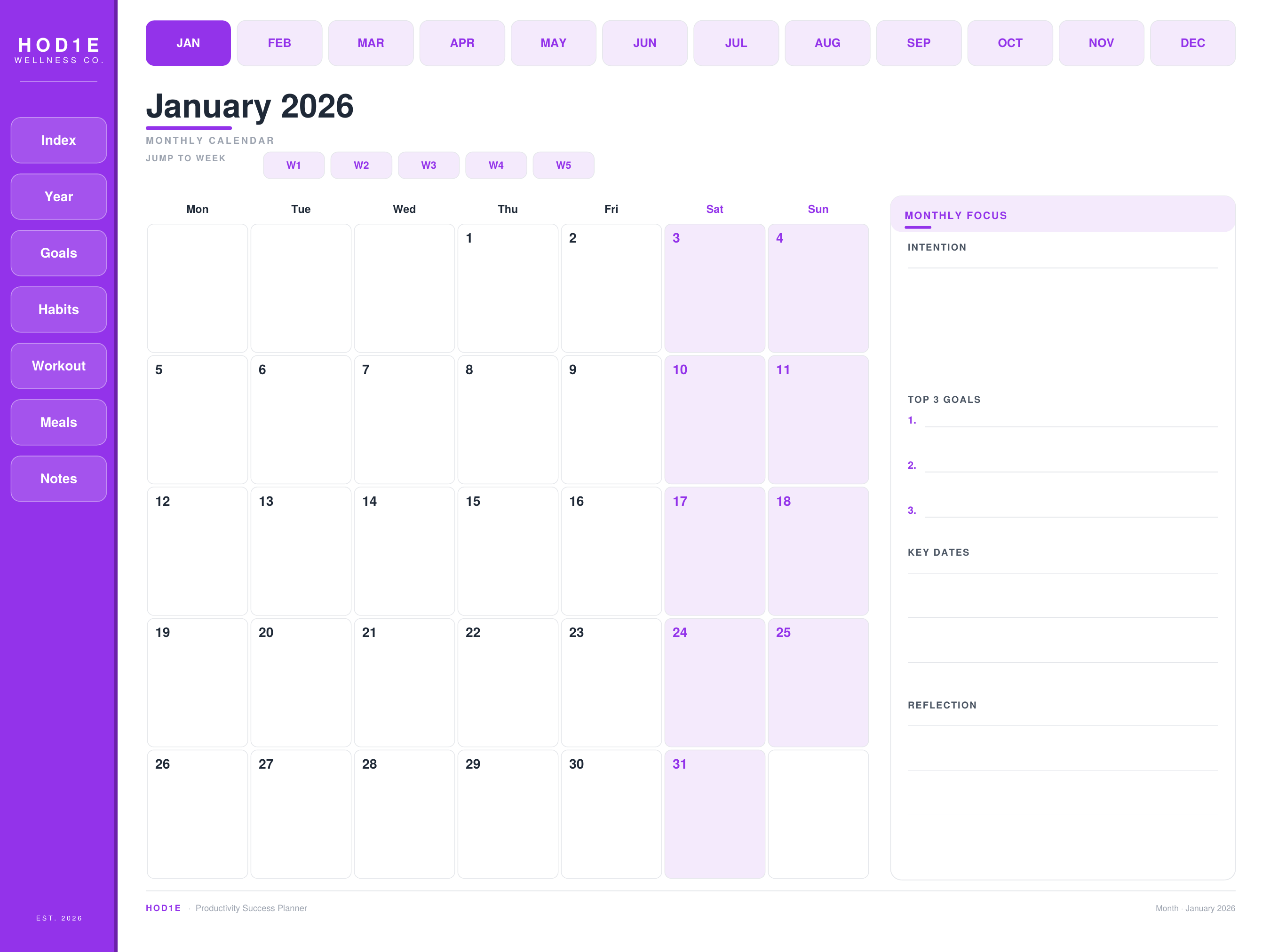 Productivity Success Planner 2026 - Digital Wellness & Self-Care Edition