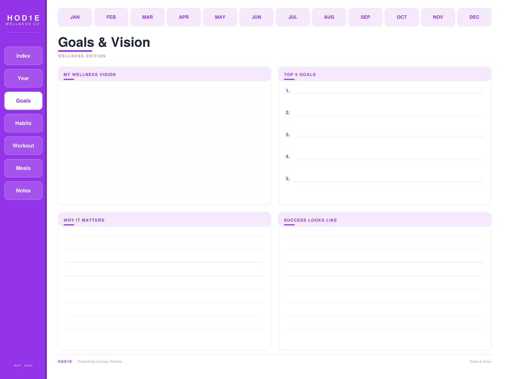 Productivity Success Planner 2026 - Digital Wellness & Self-Care Edition