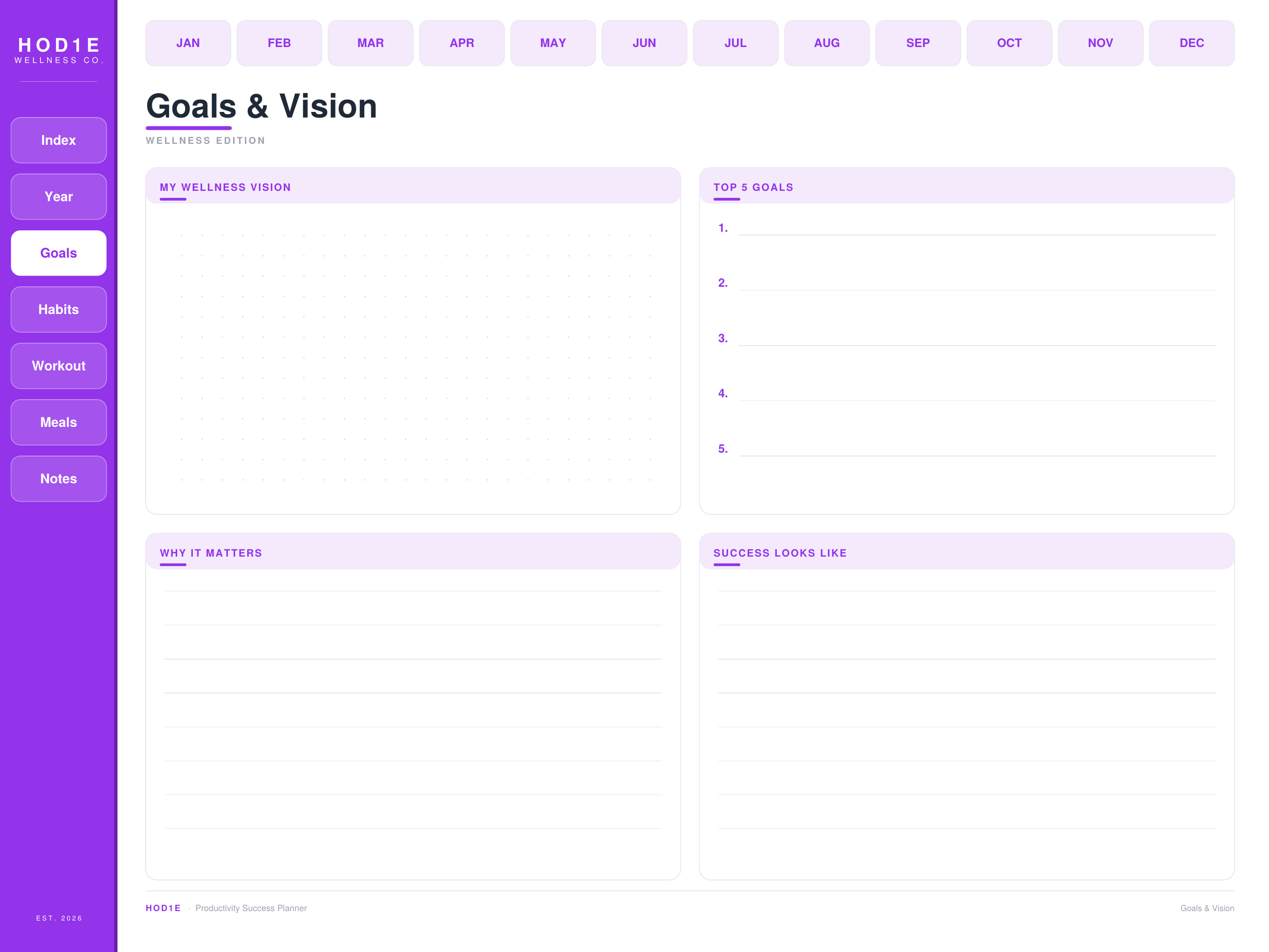 Productivity Success Planner 2026 - Digital Wellness & Self-Care Edition