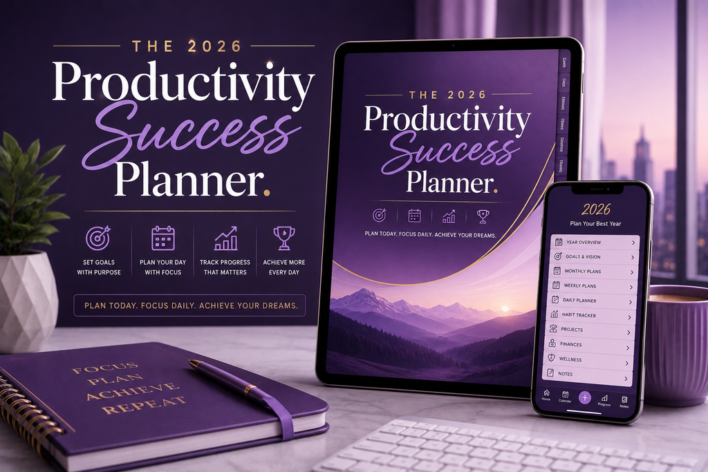 Productivity Success Planner 2026 - Digital Wellness & Self-Care Edition