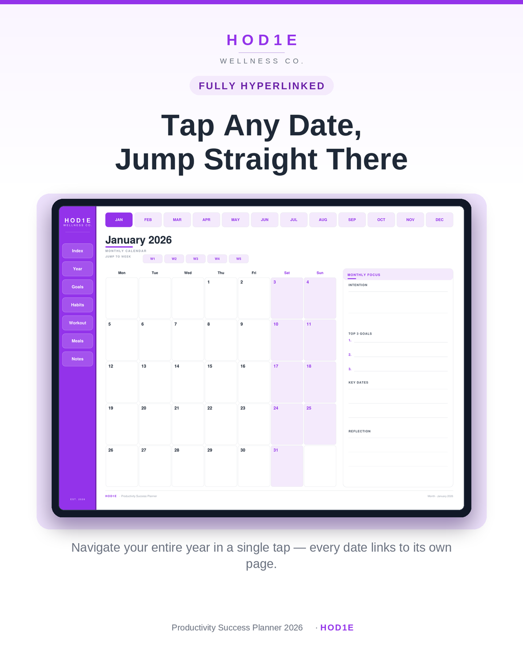 Productivity Success Planner 2026 - Digital Wellness & Self-Care Edition