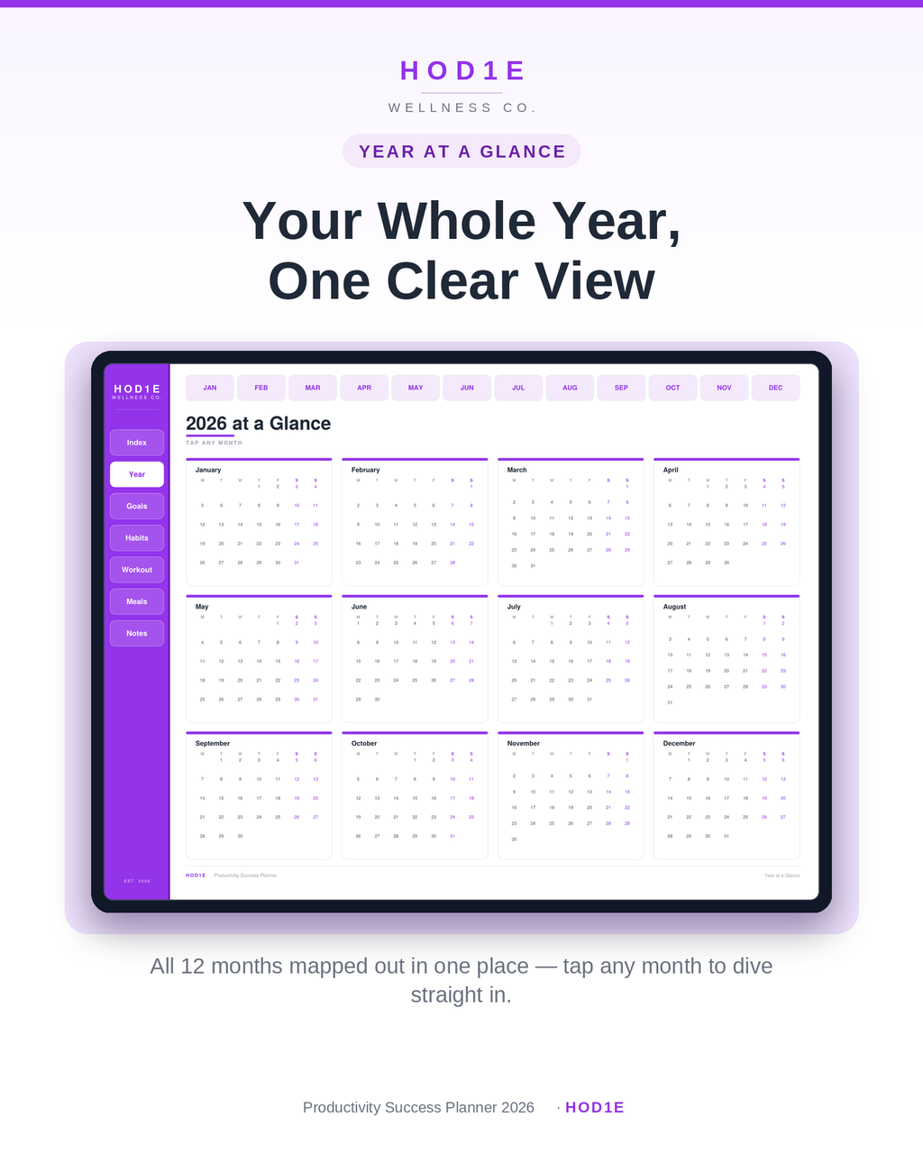 Productivity Success Planner 2026 - Digital Wellness & Self-Care Edition